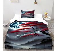 HMELTDIM Albero rosso illuminato dalla luna Set Copripiumino 3 Pezzi Con Stampa 3D Notte della natura Incluso Copripiumino Con 1 Federe in Microfibra Morbida E Leggera Single(135x200cm)