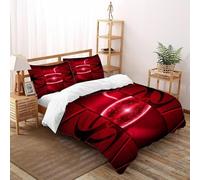 HMELTDIM Biohazard rosso Set Di Biancheria Da Letto 3 Pezzi Con Stampa 3D neon Biohazard Copripiumino Con 2 Federe in Microfibra Morbida E Leggera Double(200x200cm)