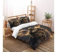 HMELTDIM Cavaliere And Dragon Set Di Biancheria Da Letto 3 Pezzi Con Stampa 3D Golden Cavaliere Copripiumino Con 2 Federe in Microfibra Morbida E Leggera Double(200x200cm)
