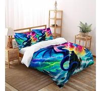 HMELTDIM Colorato Lightning Dragon Set Copripiumino 3 Pezzi Con Stampa 3D creatura fantasia Incluso Copripiumino Con 2 Federe in Microfibra Morbida E Leggera Double(200x200cm)
