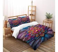 HMELTDIM Feather Fiori Set Di Biancheria Da Letto 3 Pezzi Con Stampa 3D Piume colorate Copripiumino Con 2 Federe Con Federe in Microfibra Ultra Morbida King(220x240cm)