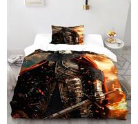 HMELTDIM Flame Cavaliere Set Di Biancheria Da Letto 2 Pezzi Con Stampa 3D Cavaliere Copripiumino Con 1 Federe in Microfibra Morbida E Leggera Single（135x200cm）