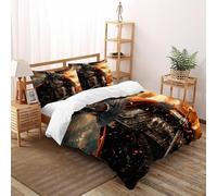 HMELTDIM Flame Cavaliere Set Di Biancheria Da Letto 3 Pezzi Con Stampa 3D Cavaliere Copripiumino Con 2 Federe Con Federe in Microfibra Ultra Morbida King（220x240cm）
