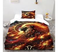 HMELTDIM Leo Set Copripiumino 2 Pezzi Con Stampa 3D Decorazione Astrologia Incluso Copripiumino Con 1 Federe in Microfibra Morbida E Leggera Single（135x200cm）