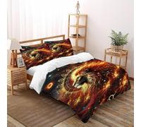 HMELTDIM Leo Set Copripiumino 3 Pezzi Con Stampa 3D Decorazione Astrologia Incluso Copripiumino Con 2 Federe in Microfibra Morbida E Leggera King（220x240cm）