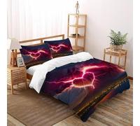 HMELTDIM Lightning Amore Set Di Biancheria Da Letto 3 Pezzi Con Stampa 3D Thunder Amore Copripiumino Con 2 Federe Con Federe in Microfibra Ultra Morbida Double(200x200cm)