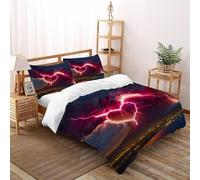 HMELTDIM Lightning Amore Set Di Biancheria Da Letto 3 Pezzi Con Stampa 3D Thunder Amore Copripiumino Con 2 Federe in Microfibra Morbida E Leggera King(220x240cm)