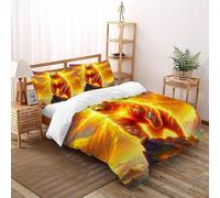 HMELTDIM Orso d'oro Set Di Biancheria Da Letto 3 Pezzi Con Stampa 3D Orso Sacro di Fuoco Copripiumino Con 2 Federe in Microfibra Morbida E Leggera Super King(260x220cm)