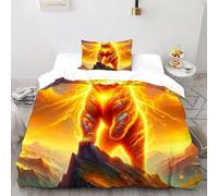 HMELTDIM Orso d'oro Set Di Biancheria Da Letto 3 Pezzi Con Stampa 3D Orso Sacro di Fuoco Copripiumino Con 1 Federe Con Federe in Microfibra Ultra Morbida Single(135x200cm)