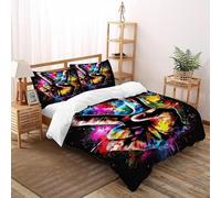 HMELTDIM Stampe colorate Set Copripiumino 3 Pezzi Con Stampa 3D Mano del segno della pace Incluso Copripiumino Con 2 Federe in Microfibra Morbida E Leggera King（220x240cm）