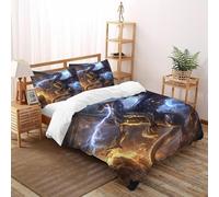 HMELTDIM Thunder Dragon Set Di Biancheria Da Letto 3 Pezzi Con Stampa 3D fantasia drago Copripiumino Con 2 Federe in Microfibra Morbida E Leggera Double(200x200cm)