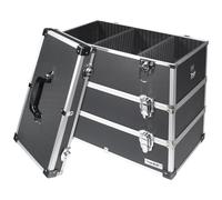 HMF 14660-02 Cassetta degli attrezzi vuota in alluminio, 3 ripiani, 44 x 45 x 24 cm, nero