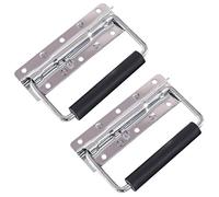 HMF 14990-09 - Manici pieghevoli per casse, set da 2 pezzi, con molla, 12,5 x 4 cm, argento zincato