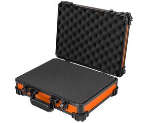 HMF 15502-18 Valigetta di trasporto con schiuma a griglia, valigetta universale, cassetta attrezzi | 39 x 29 x 12 cm | Arancione