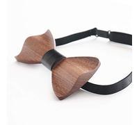 HMF 3850-02 papillon in legno da uomo, realizzato a mano, in noce, 6 x 12 x 1 cm, nero