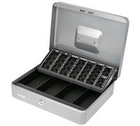 HMF 4215-09 Cassetta portavalori con serratura e tavolo per il conteggio delle monete | Cassetta porta soldi | 30,5 x 24 x 8,5 cm | Argento