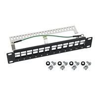 HMF 63346-02 STP Keystone Patch panel per armadio server | 10 pollici | 1 U | 12 porte RJ45 schermate | Nero