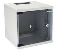 HMF 63406-07 Armadio di rete, armadio server 10 pollici | 6 U | profondità 300 mm | completamente assemblato | porta in vetro | grigio chiaro