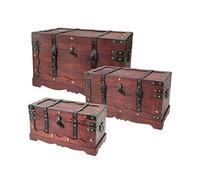 HMF 6400700 Scrigno del Tesoro in Legno con Lucchetto | Set di 3 | diverse Dimensioni | Francia