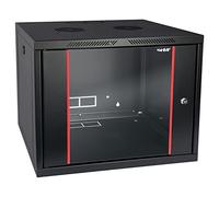 HMF 66409-02 Armadio di rete, armadio server 19 pollici | 9 U | 450 mm di profondità | completamente assemblato | porta in vetro | nero