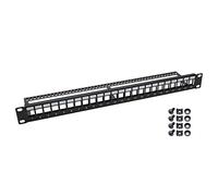 HMF 66445-02 UTP Keystone Patch panel per armadio server | 19 pollici | 1 U | 24 porte RJ45 | Nero