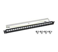 HMF 66446-02 STP Keystone Patch panel per armadio server | 19 pollici | 1 U | 24 porte RJ45 schermate | Nero