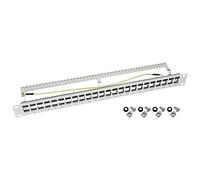 HMF 66446-07 STP Keystone Patch panel per armadio server | 19 pollici | 1 U | 24 porte RJ45 schermate | Grigio chiaro
