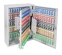 HMF Armadietto Portachiavi Grande in Acciaio, Cassetta Porta Chiavi da Parete con Serratura per Ufficio, Amministrazione o Parco Veicoli | 200 Ganci Portachiavi | 55 x 38 x 14 cm | Grigio Chiaro