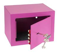 HMF Cassaforte piccola con chiave, cassaforte da armadio | 23 x 17 x 17 cm | Rosa