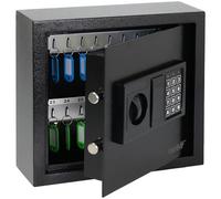 HMF Cassaforte Portachiavi con codice numerico, Armadietto Portachiavi con serratura elettronica | 30 ganci | 30 x 28 x 10 cm | Nero