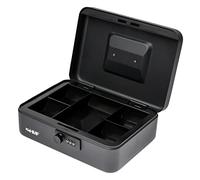 HMF Cassetta di sicurezza per soldi, cassetta portavalori con serratura a combinazione | 25 x 18 x 8,5 cm | Nero