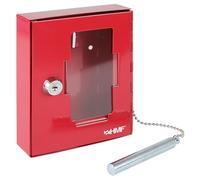 HMF Cassetta porta chiave di emergenza con martelletto frangivetro, 15 x 12 x 4 cm, RAL 3001 Rosso segnale