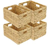 HMF Cestino portaoggetti, Cestino intrecciato in giacinto d'acqua | Set da 4 | adatto per Billy | 35 x 25 x 20 cm