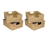 HMF Cestino portaoggetti, cestino intrecciato in giunco acquatico | Set da 4 | adatto per metà scomparto Kallax | 30 x 34 x 15 cm