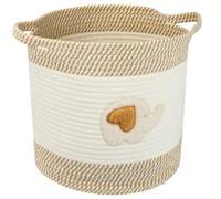 HMF Cestino Portaoggetti in Cotone con Manici, Contenitore per Cameretta Bambini | Elefante | 30,5 x 30,5 cm