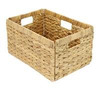 HMF Cesto portaoggetti compatibile con libreria Billy, Cesto intrecciato in giacinto d’acqua con tre manici | 35 x 25 x 20 cm | Naturale