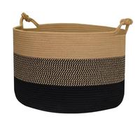 HMF Cesto portaoggetti con manici con nodo portafortuna, grande cesto in cotone, 50 x 33 cm, nero miele