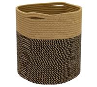 HMF Cesto portaoggetti con manici nascosti, cestino rotondo adatto per Kallax | 31 x 31 cm | nero miele