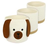 HMF Cesto portaoggetti con manici nascosti, set da 3 pezzi, per cameretta dei bambini, in cotone, per cani, grande, medio, piccolo