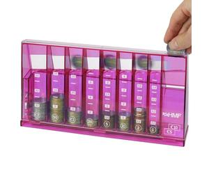 HMF Contamonete con smistamento automatico per conservare gli spiccioli, selezionatore di monete trasparente con scala valori come salvadanaio per bambini | 24 x 12 x 5 cm | Rosa