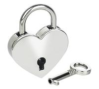 HMF Mini lucchetto decorativo con chiave a forma di cuore | 3,9 x 3 x 0,7 cm | Argento