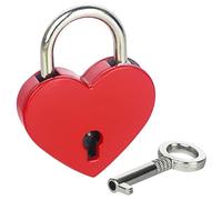 HMF Mini lucchetto decorativo con chiave a forma di cuore | 3,9 x 3 x 0,7 cm | Rosso