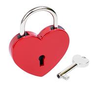 HMF Mini lucchetto decorativo con chiave a forma di cuore | 5,9 x 5 x 0,8 cm | Rosso