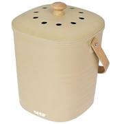 HMF Pattumiera umido da cucina piccola, capacità 3 litri, secchio per compost per rifiuti organici quotidiani, inodore, filtro ai carboni attivi nel coperchio, beige