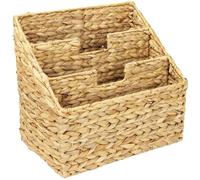 HMF Portariviste da terra, Porta riviste per Cataloghi e Giornali, intrecciato in Giacinto d'acqua | 3 Scomparti | 35 x 24 x 32 cm