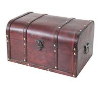 HMF Scrigno del tesoro in legno, grande cassa del tesoro con chiusura metallica vintage per compleanno bambini, Matrimonio o anniversario | 35 x 25 x 20 cm | Portogallo