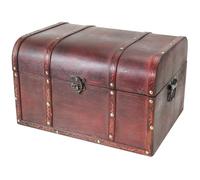 HMF Scrigno del tesoro in legno, grande cassa del tesoro con chiusura metallica vintage per compleanno bambini, Matrimonio o anniversario | 40 x 30 x 25 cm | Portogallo