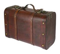 HMF Scrigno del tesoro in legno, grande cassa del tesoro con chiusure a scatto, Valigia vintage decorativa per compleanno bambini, Matrimonio o anniversario | 45 x 30,5 x 20 cm | Perù