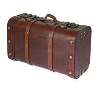 HMF Scrigno del tesoro in legno, grande Cassa del tesoro con chiusure a scatto, Valigia vintage decorativa per compleanno bambini, Matrimonio o anniversario | 40 x 23,5 x 16,5 cm | Perù