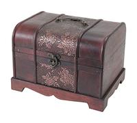 HMF Scrigno del tesoro in legno, piccola cassa del tesoro con chiusura metallica vintage per compleanno bambini, Matrimonio o anniversario | 30 x 23 x 21 cm | Giappone